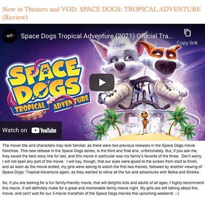 Now in Theaters and VOD: SPACE DOGS: TROPICAL ADVENTURE (Review)